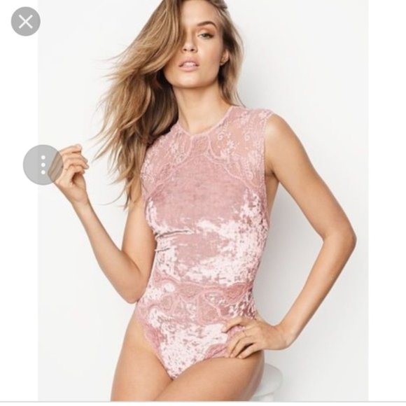 Victoria's Secret Tops - Victoria's Secret Crushed Velvet & Lace Bodysuit S